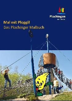 Titelseite des Plochinger Malbuchs, auf dem ein Spielplatz zu sehen ist